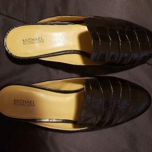 Michael Kors black leather slides